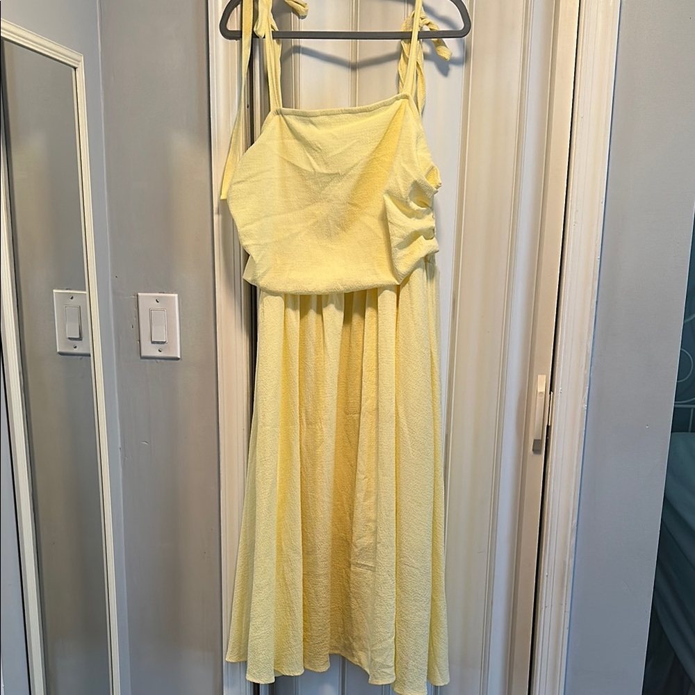 Yellow Tie-Shoulder Midi Dress